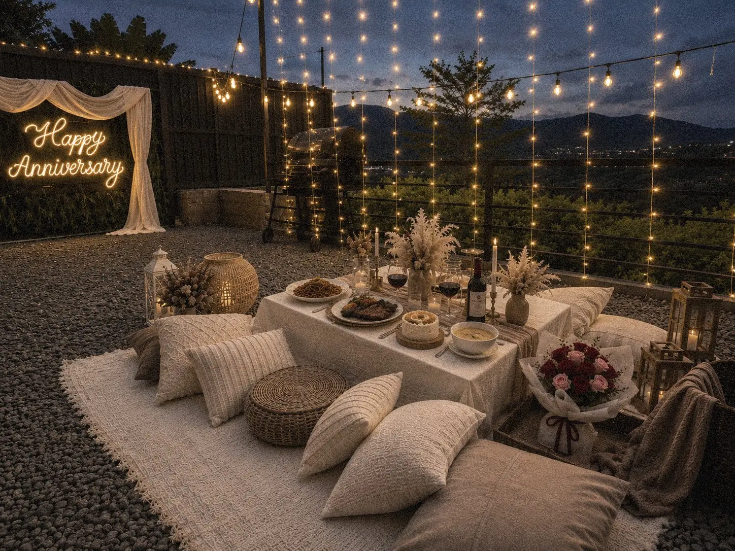 A styled outdoor table set for dinner